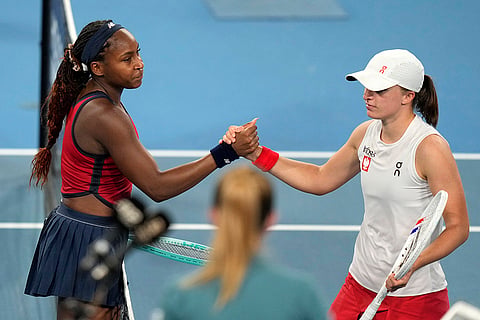 United Cup Tennis: Coco Gauff shakes hands with Iga Swiatek