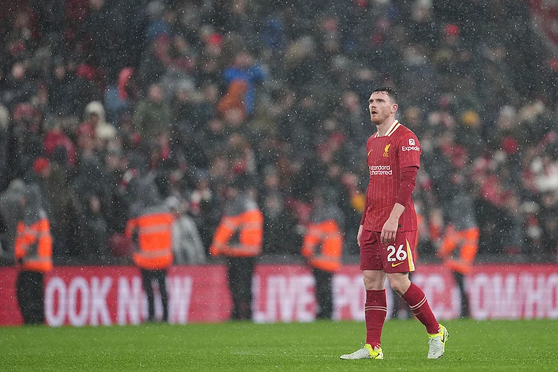 English Premier League soccer Liverpool vs Manchester United match photos: Andrew Robertson