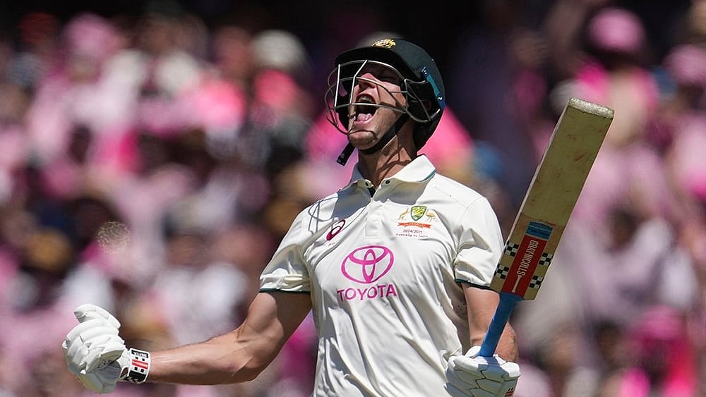 IND Vs AUS 5th Test Day 3: Australia's Beau Webster celebrates after hitting the winning runs  - | Photo: AP/Mark Baker