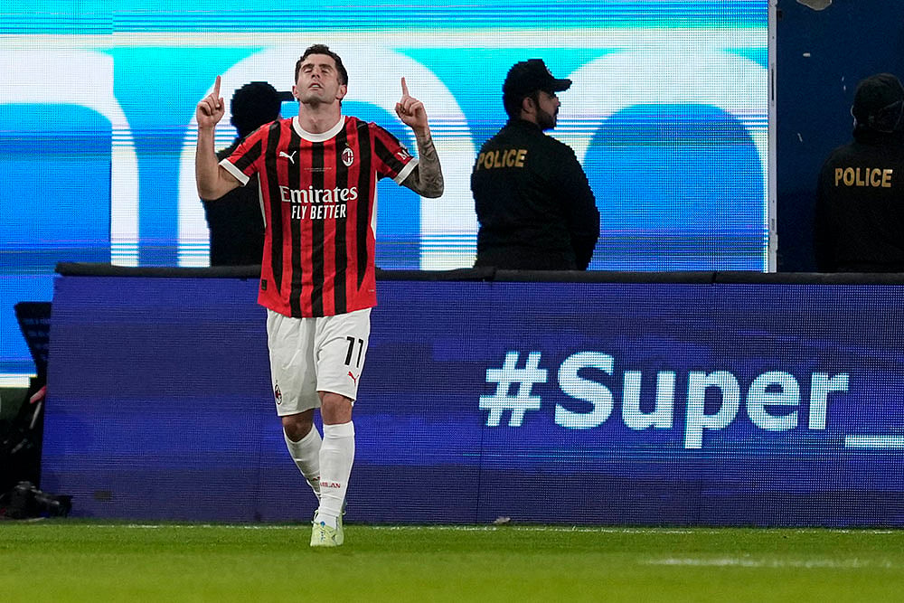 Saudi Italy Soccer Super Cup Final AC Milan vs Inter Milan match pics: Christian Pulisic