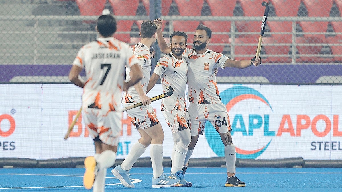 Photo: Hockey India : Shrachi Rarh Bengal Tigers in action at the Hockey India League.