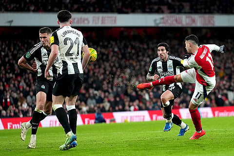EFL Cup 2024-25: Arsenal's Gabriel Martinelli makes an attempt on goal