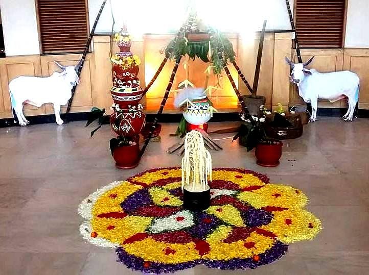 Pongal-themed centerpiece
