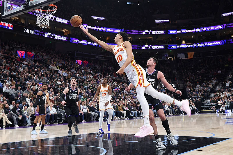NBA Basketball game Atlanta Hawks vs Utah Jazz photos: Zaccharie Risacher