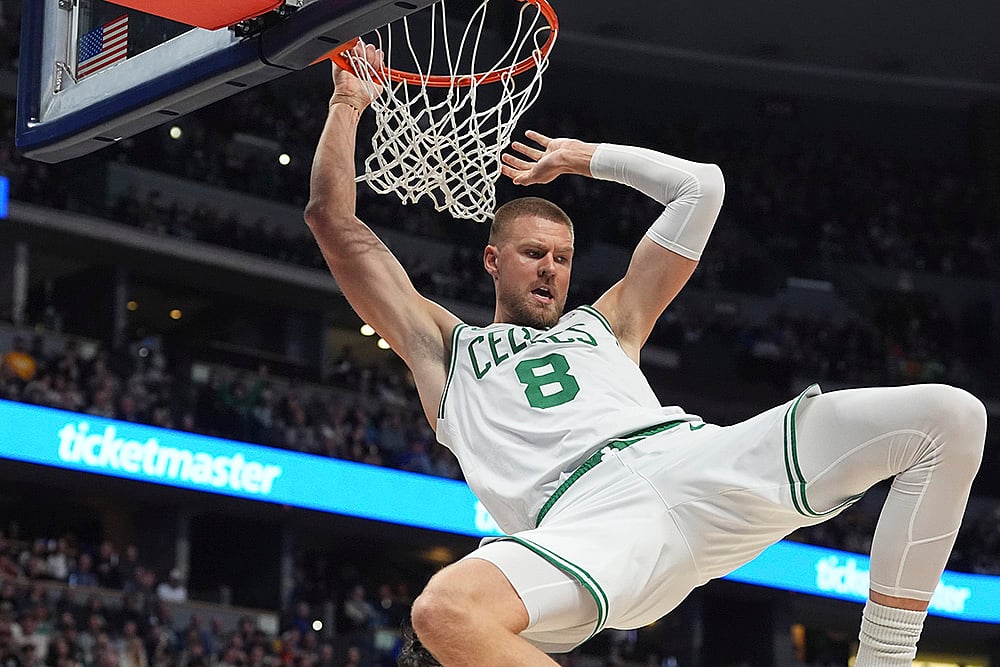 NBA Basketball game Boston Celtics vs Denver Nuggets photos: Kristaps Porzingis
