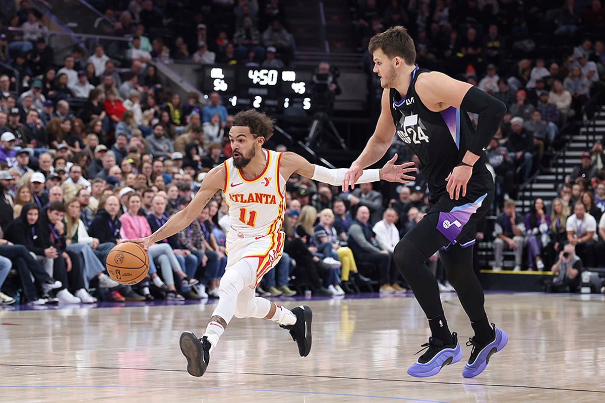 NBA Basketball game Atlanta Hawks vs Utah Jazz photos: Trae Young