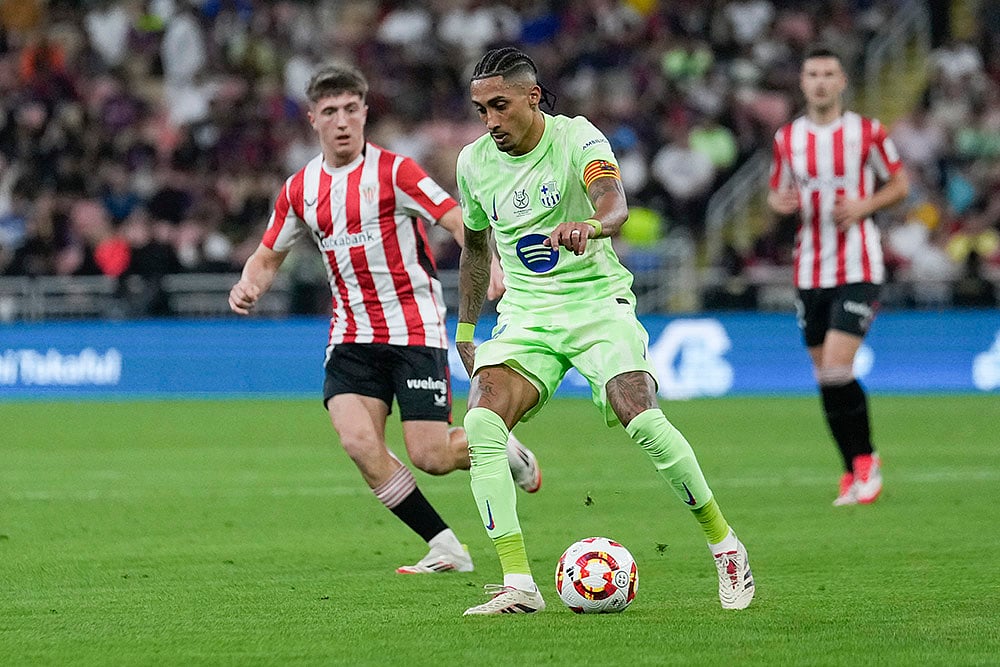 Spanish Super Cup semi final Athletic Bilbao and Barcelona match photos: Raphinha