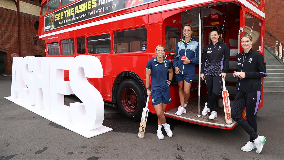 Photo: X | Australia Women's Cricket Team : Australia women and England women players before the Women's Ashes 2025.