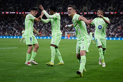 Spanish Super Semi-Final: Barcelona's Gavi celebrates after scoring