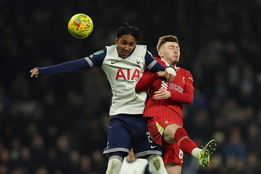 English League Cup Semi Final first leg Tottenham Hotspur vs Liverpool match photos: Conor Bradley