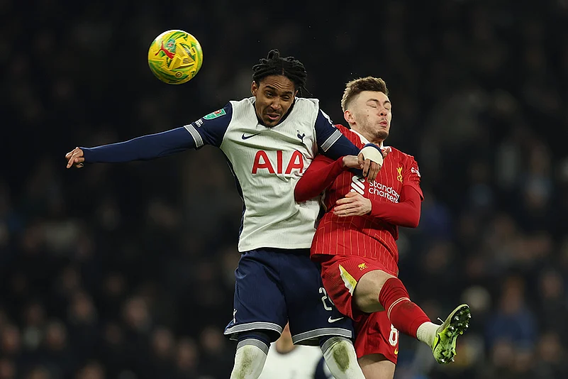 English League Cup Semi Final first leg Tottenham Hotspur vs Liverpool match photos: Conor Bradley