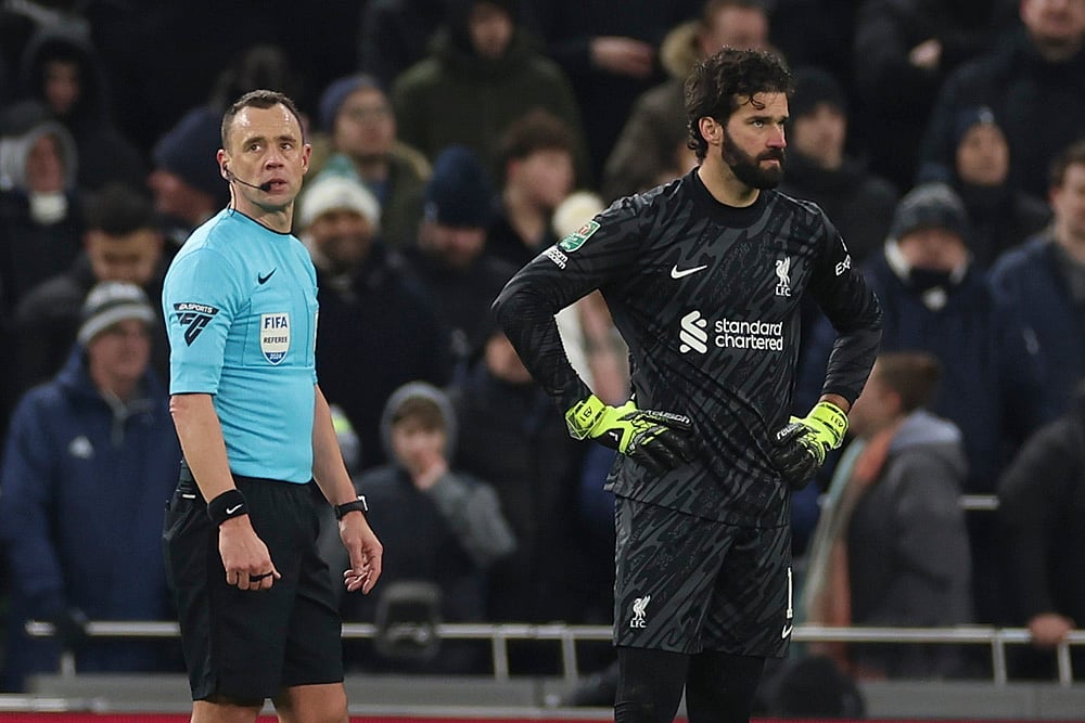 English League Cup Semi Final first leg Tottenham Hotspur vs Liverpool match photos: Alisson