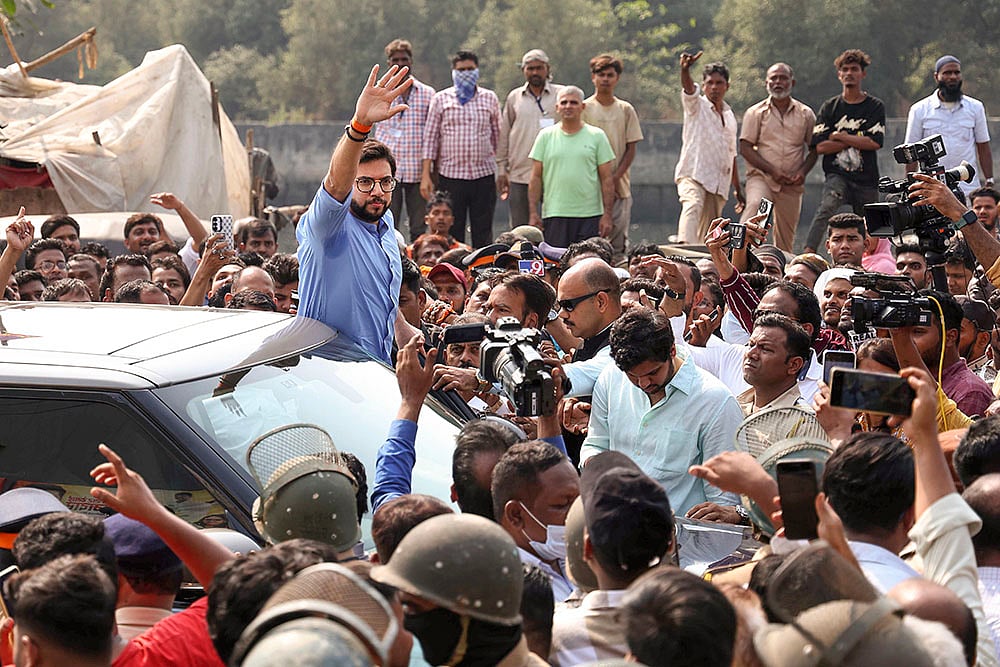 Aaditya Thackeray during a protest 
 against Demolition of slums in Mumbai