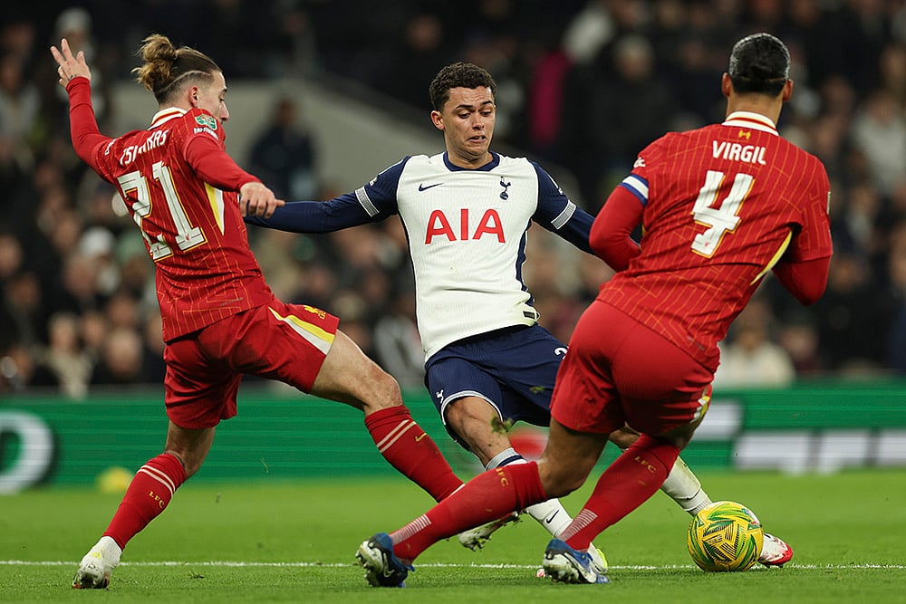 English League Cup Semi Final first leg Tottenham Hotspur vs Liverpool match photos: Kostas Tsimikas