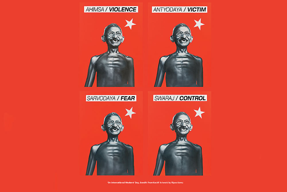 ‘On International Workers’ Day, Gandhi From Kochi’ Artwork by Riyas Komu