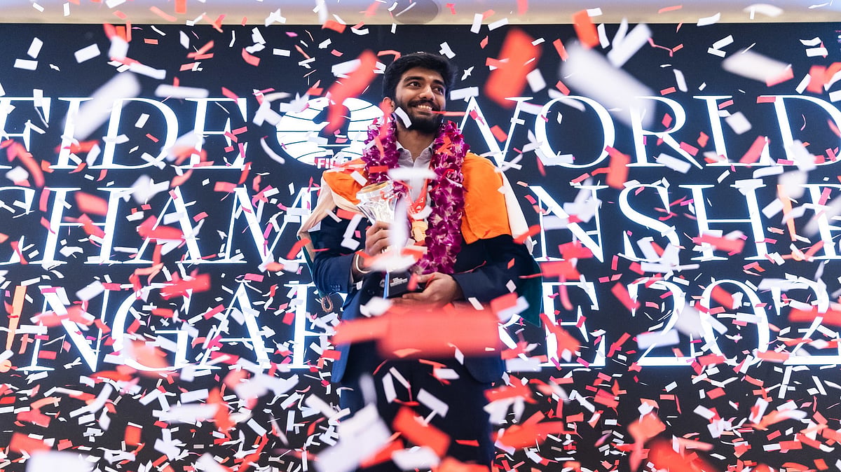 X | FIDE_Chess  : D Gukesh with the FIDE World Chess Championship 2024 trophy. 