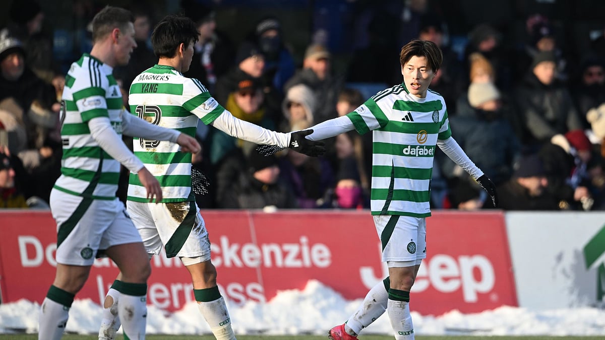 Kyogo Furuhashi (right) scored twice against Ross