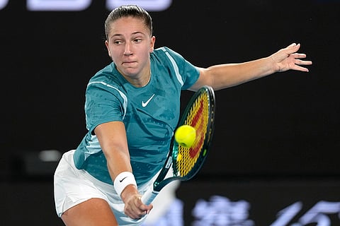Australian Open 2025: Diane Parry plays a backhand return to Donna Vekic