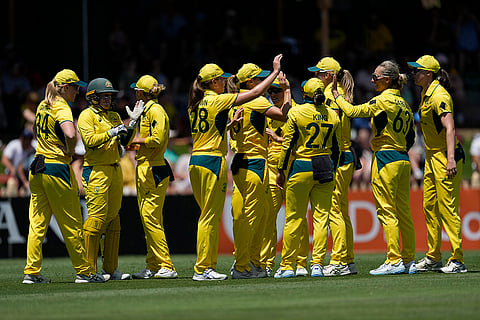 AUS-W Vs ENG-W, 1st ODI: Australian players celebrate the wicked of England's Nat Sciver-Brunt