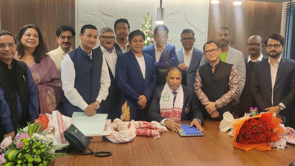 Photo: X | Assam Cricket Association : BCCI Secretary Devajit Saikia being congratulated by ASA officials.