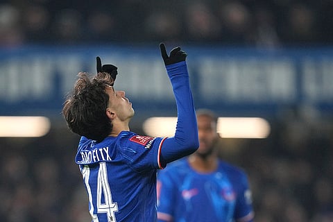 FA Cup Third Round: Chelsea's Joao Felix celebrates after scoring his side's fifth goal