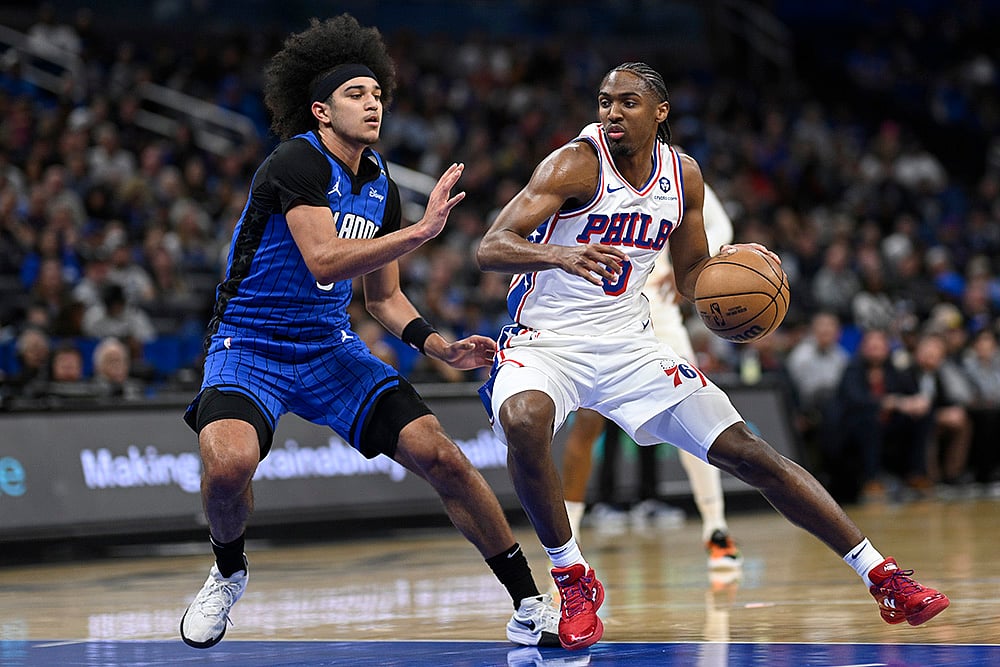 NBA 2024-25 basketball Orlando Magic vs Philadelphia 76ers pics: Tyrese Maxey