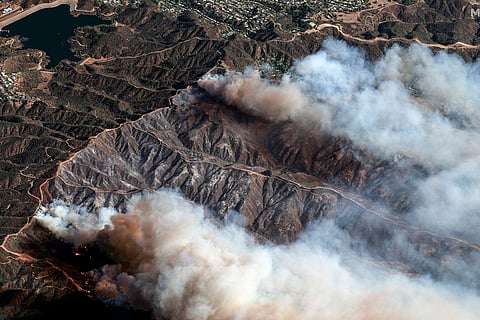 Palisades Fire burns south of the Encino Reservoir