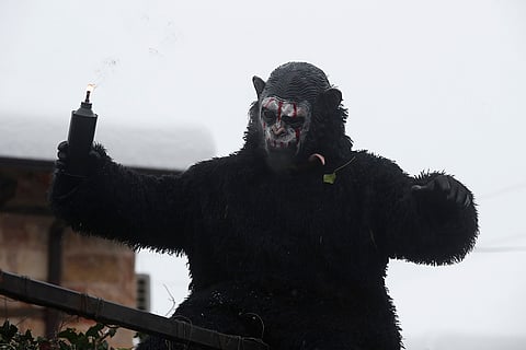 Carnival parade in the village of Vevcani