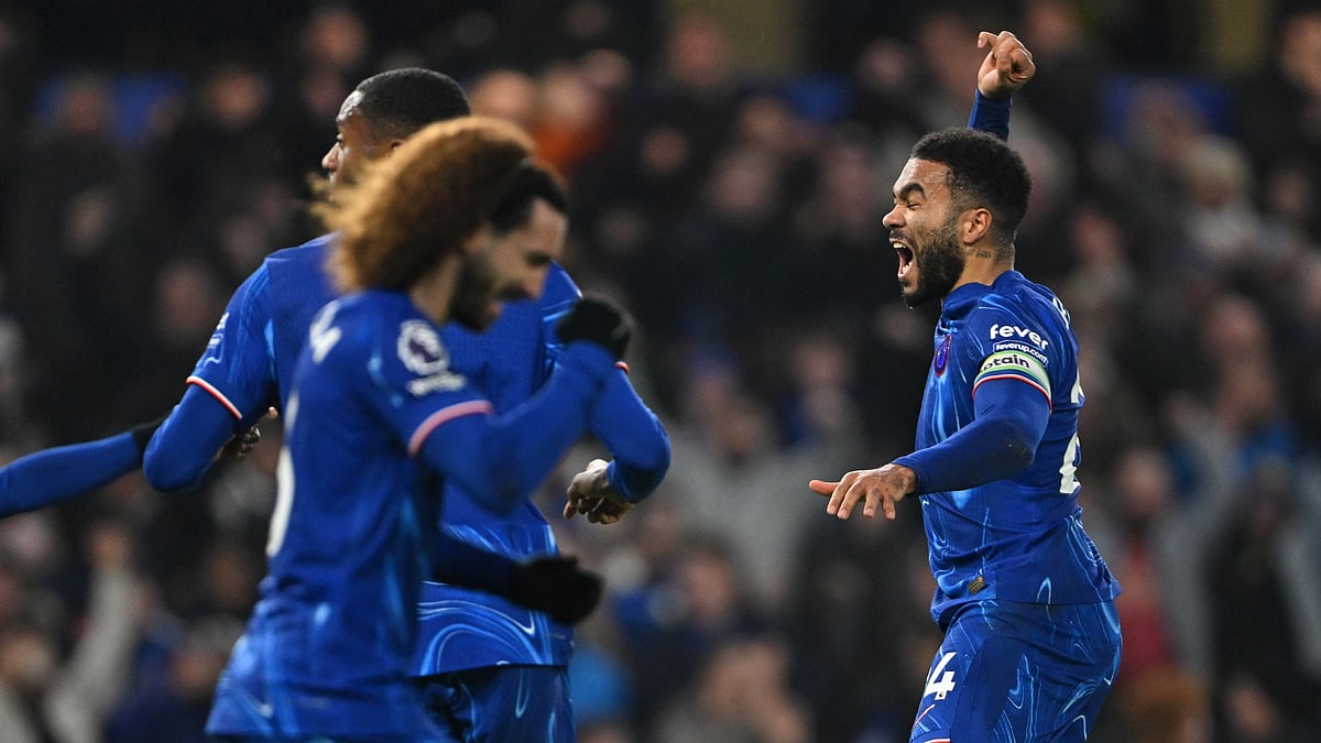Reece James celebrates his late goal as Chelsea draw 2-2 with AFC Bournemouth.
