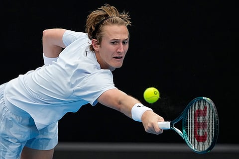 Australian Open 2025: Sebastian Korda plays a backhand return to Aleksandar Vukic