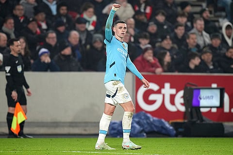 EPL 2024-25: Manchester City's Phil Foden celebrates after scoring the opening goal 