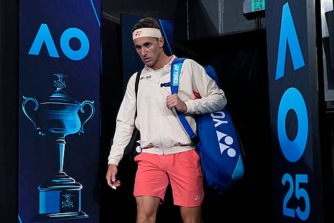 Australian Open 2025: Casper Ruud walks onto court for his match against Jakub Mensik