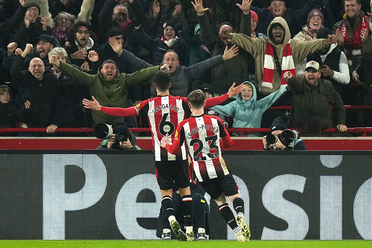 English Premier League soccer Brentford and Manchester City match: Christian Norgaard