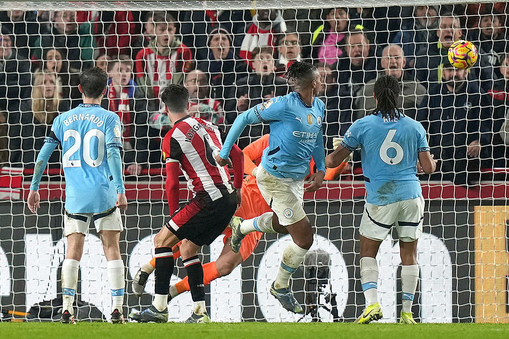English Premier League soccer Brentford and Manchester City match: Christian Norgaard