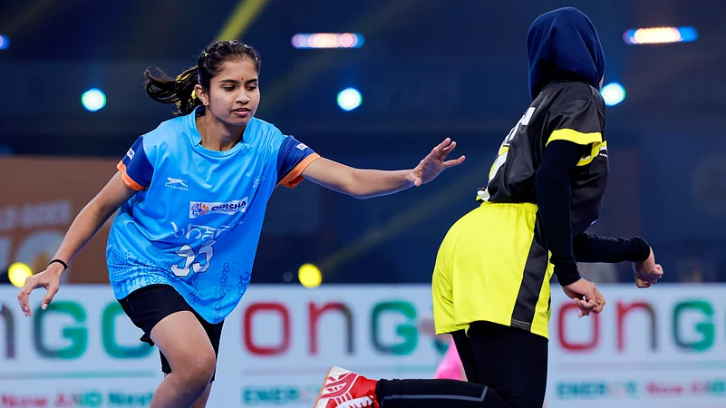Action from Indias Kho Kho World Cup match against Malaysia