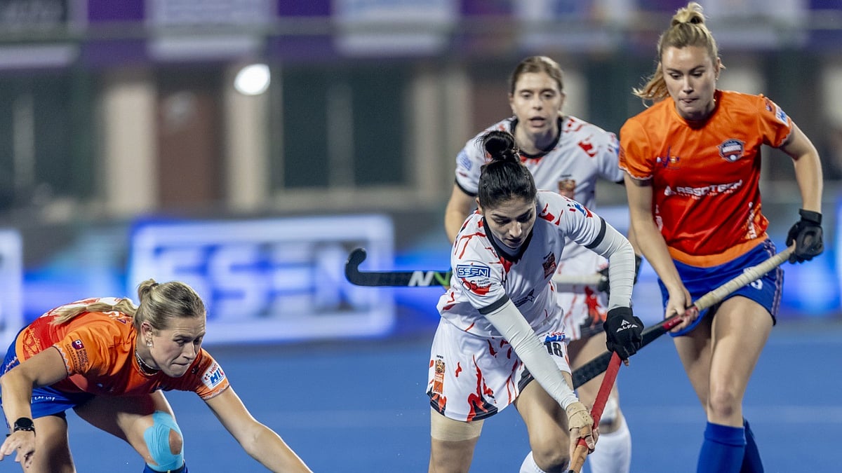 Hockey India : Action from the Women's Hockey India League match between Odisha Warriors and Shrachi Rarh Bengal Tigers.
