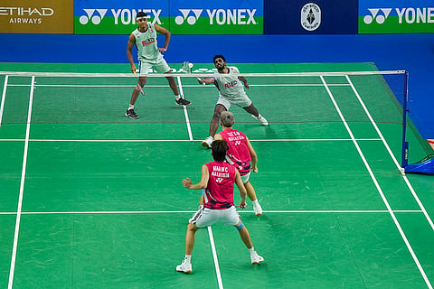 BWF India Open 2025: India's Satwiksairaj Rankireddy and Chirag Shetty in action against Malaysia's Wei Chong Man and Tee Kai Wun