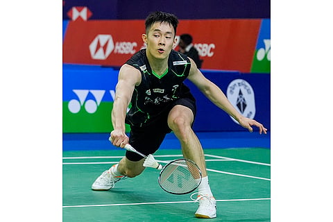 BWF India Open 2025: Taiwan’s Chi Yu-jen returns a shot against Denmark's Viktor Axelsen