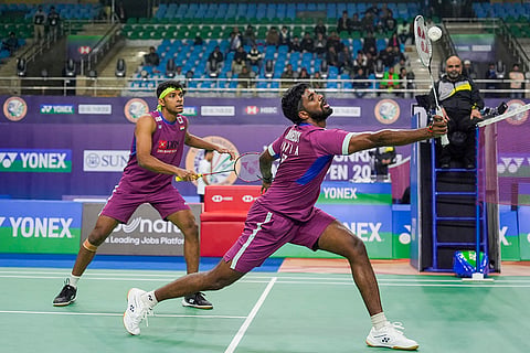 BWF India Open 2025: India's Satwiksairaj Rankireddy and Chirag Shetty during match against Japan's Hiroki Okamura and Kenya Mitsuhashi