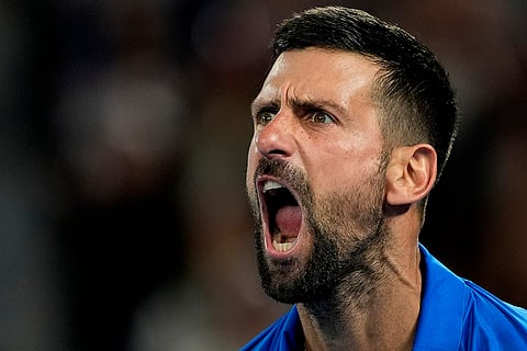 Australian Open 2025: Novak Djokovic after winning a point against Tomas Machac 