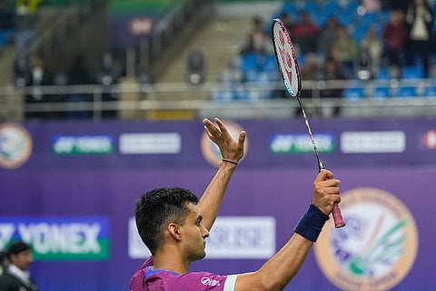 BWF India Open 2025: India's Kiran George celebrates after winning the match against France's Alex Lanier