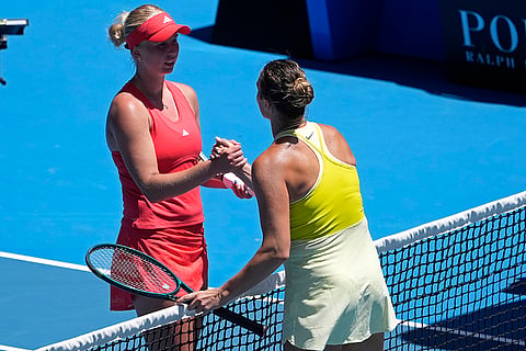 Australian Open 2025: Aryna Sabalenka is congratulated by Clara Tauson