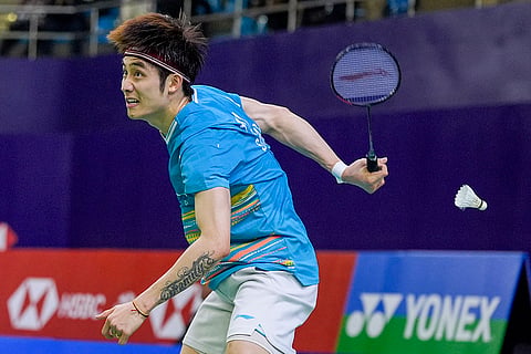 BWF India Open 2025: Singapore's Jia Heng Jason Teh during match against Denmark's Viktor Axelsen