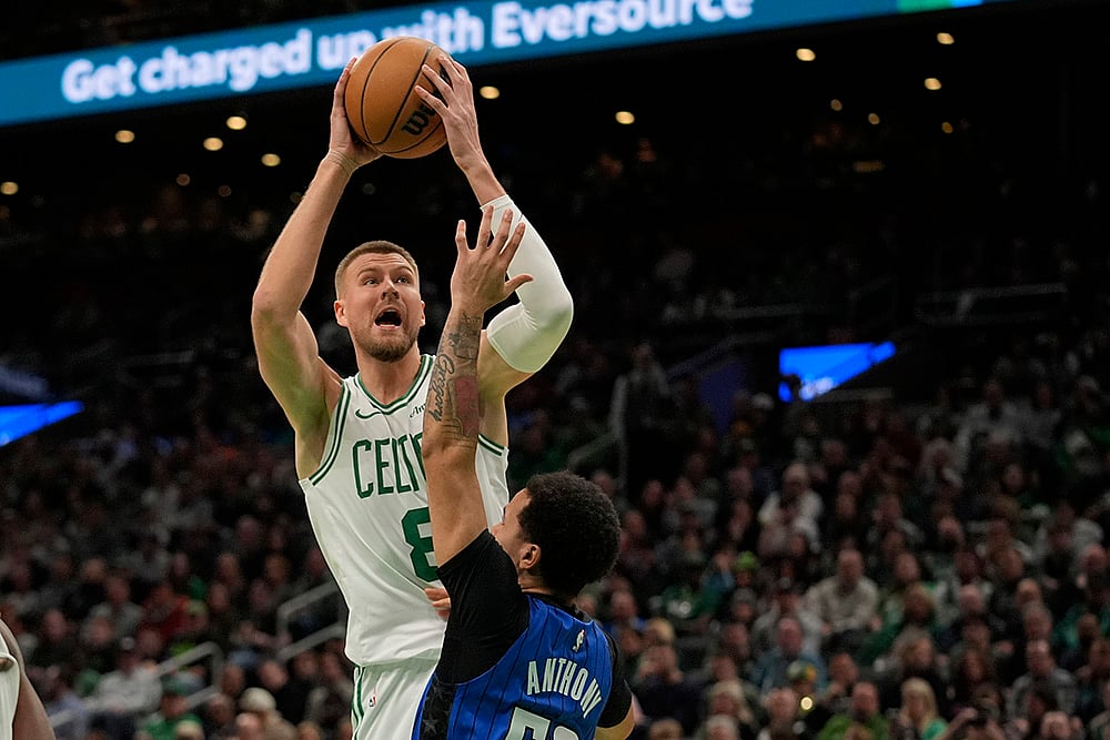 NBA basketball game Orlando Magic vs Boston Celtics-Kristaps Porzingis