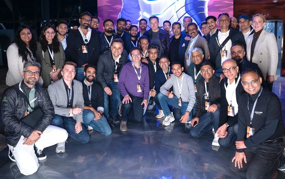 Elon Musk with Indian business figures at SpaceX Starbase facility in Texas 