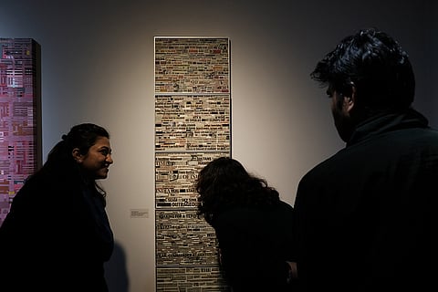 Aditi aggarwal with her work, Fleeting Connections Series,(2024-25)
