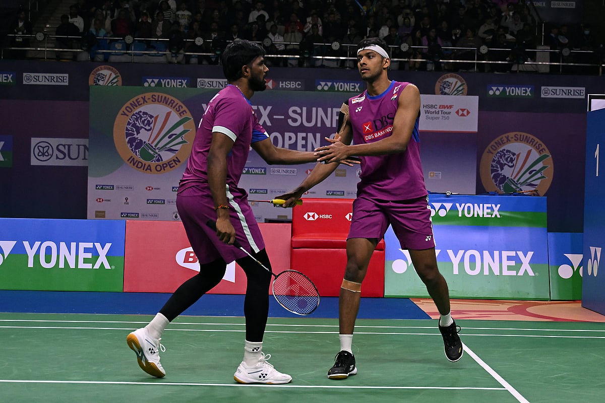 Special Arrangement : Satwiksairaj Ranikireddy and Chirag Shetty in action Day 5 at Yonex Sunrise India Open 2025 (1)