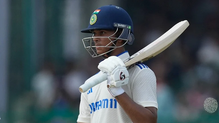 Yashasvi Jaiswal batting against Bangladesh in the second Test. - File