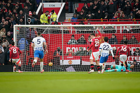 EPL 2024-25: Man United's Bruno Fernandes scores from a penalty kick 