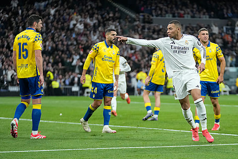 La Liga 2024-25: Kylian Mbappe celebrates after scoring the second goal 
